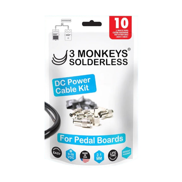 3 Monkeys Solderless DC 10ft Pedalboard Kit (Black)