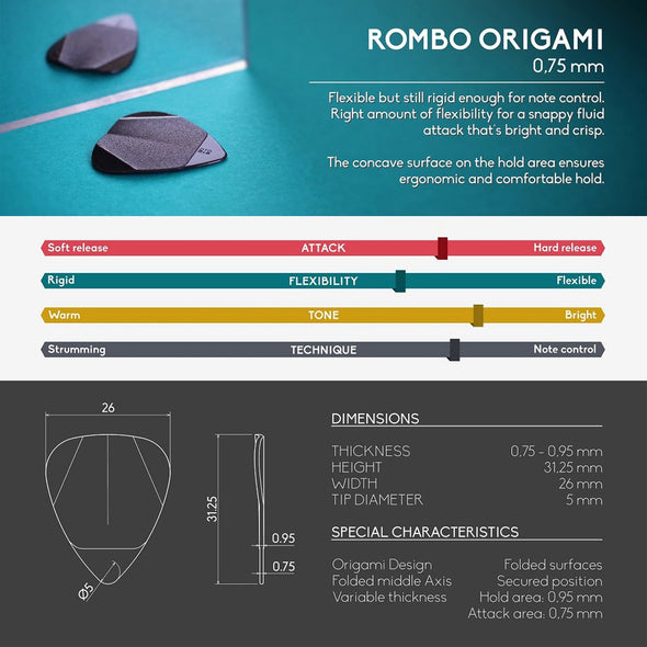 Rombo Picks Set ORIGAMI 0.75mm (4 Picks)