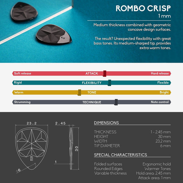 Rombo Picks Set CRISP 1mm (4 Picks)